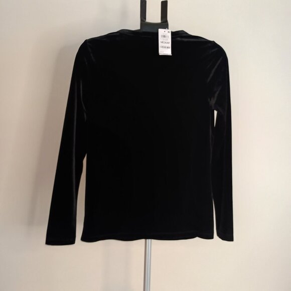 INC International Concepts Black Velvet V-Neck Long Sleeve Top Womens Size M NWT - Picture 14 of 16